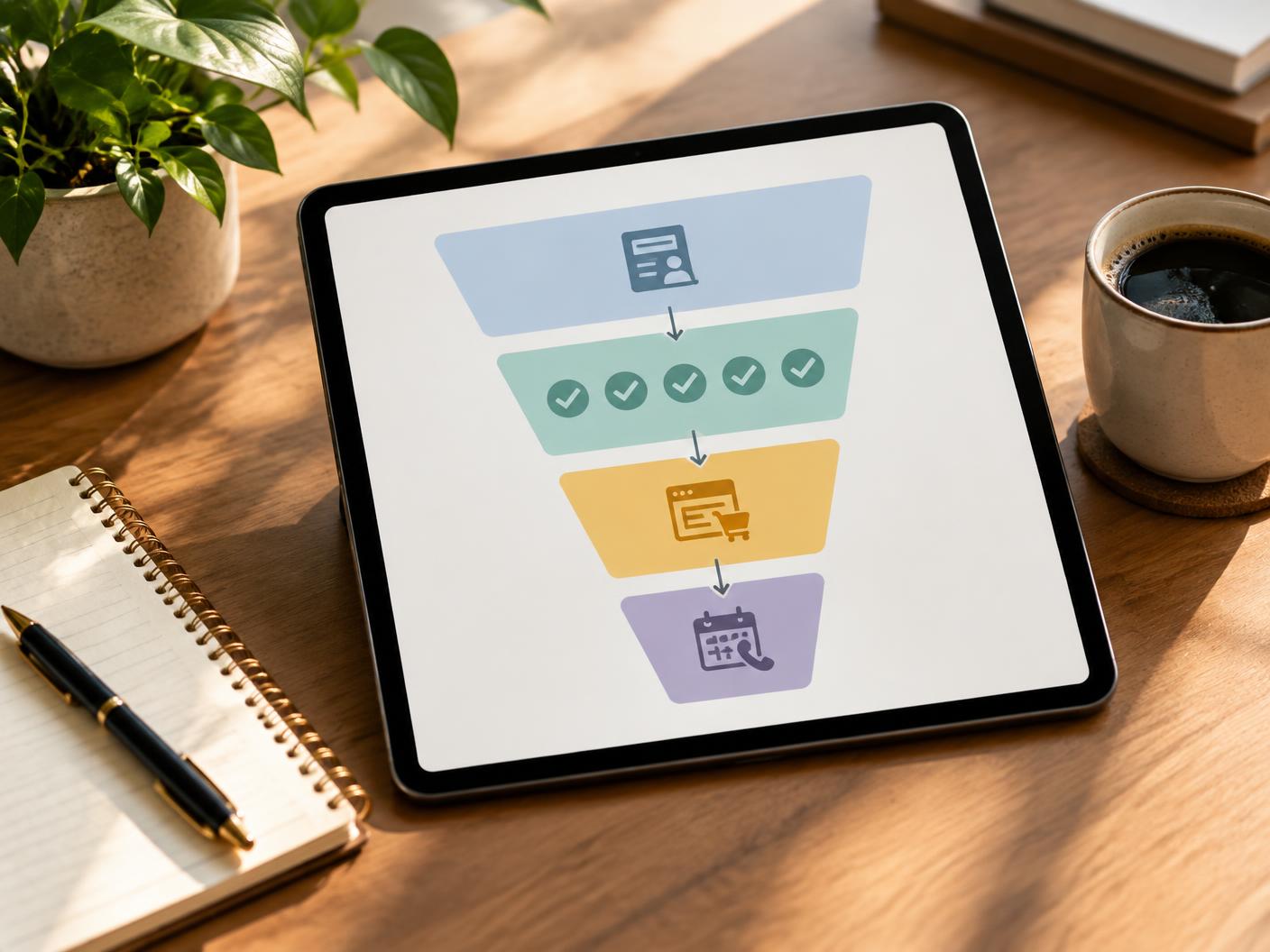 Challenge funnel diagram from registration through five days to offer and booked call