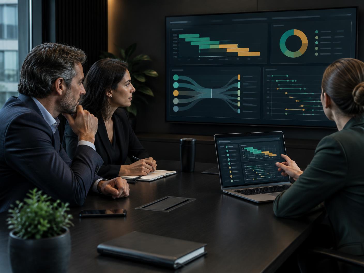 Consulting firm team reviewing pipeline and source attribution