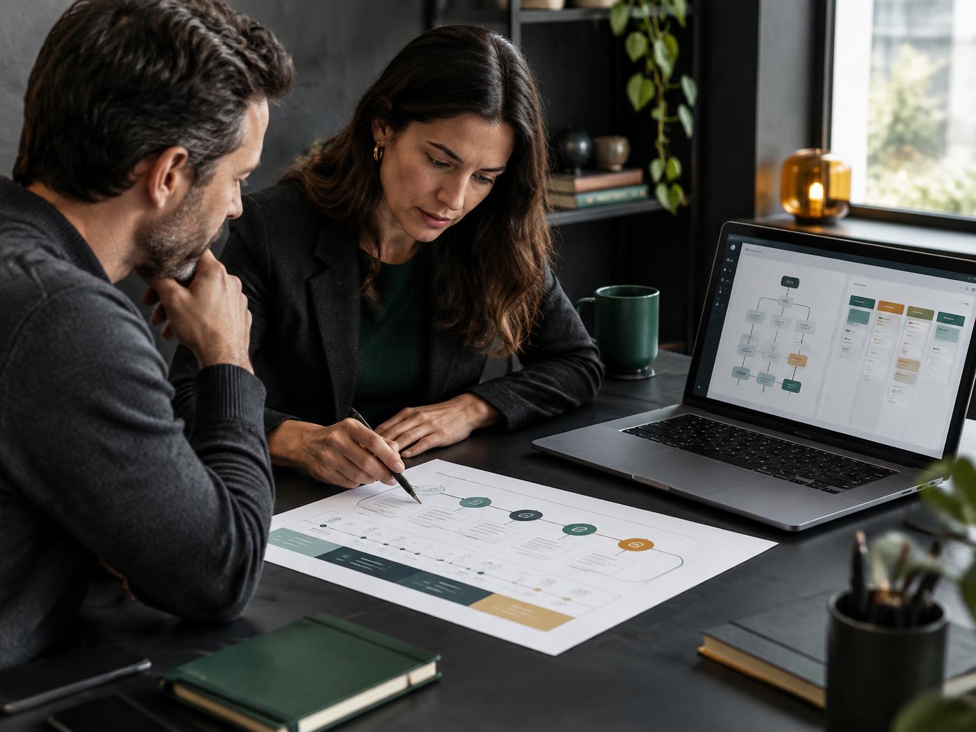 Coach and conversion strategist reviewing an application and CRM journey