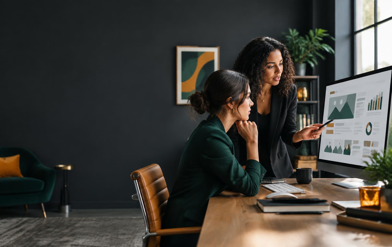 Coach and conversion strategist reviewing a campaign landing page