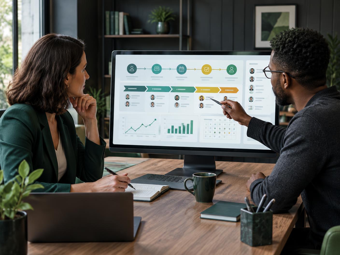Life coach and marketing strategist reviewing qualified enquiry and consultation stages