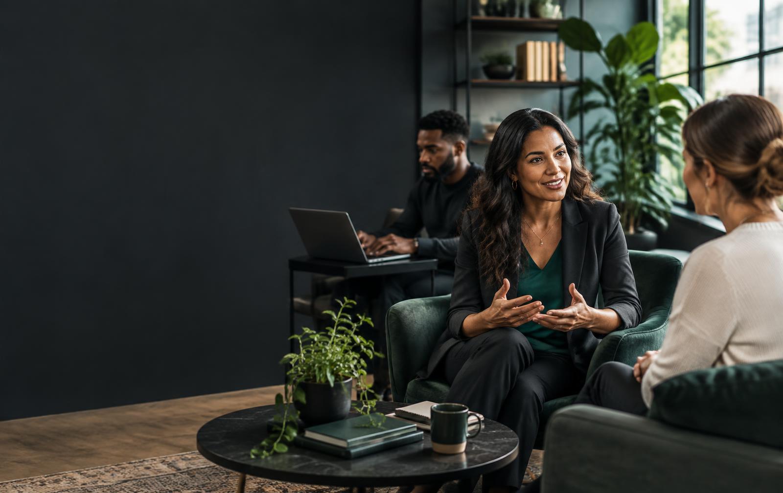 Life coach in a trust-building client conversation