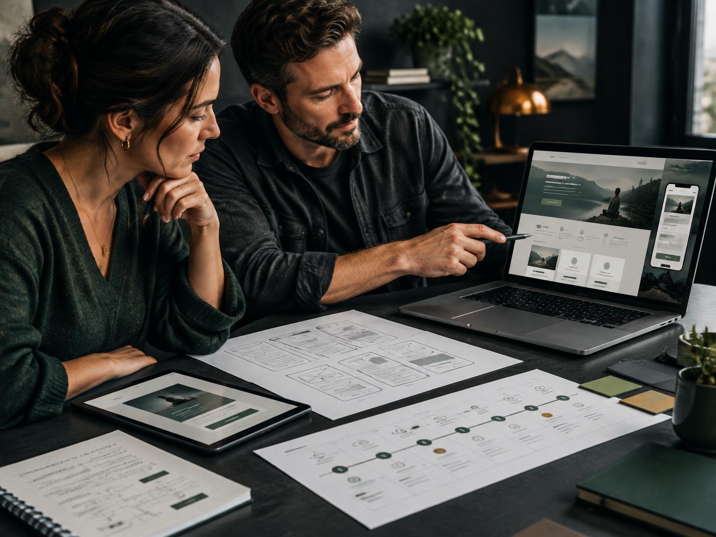 Life coach and strategist mapping a website and consultation journey