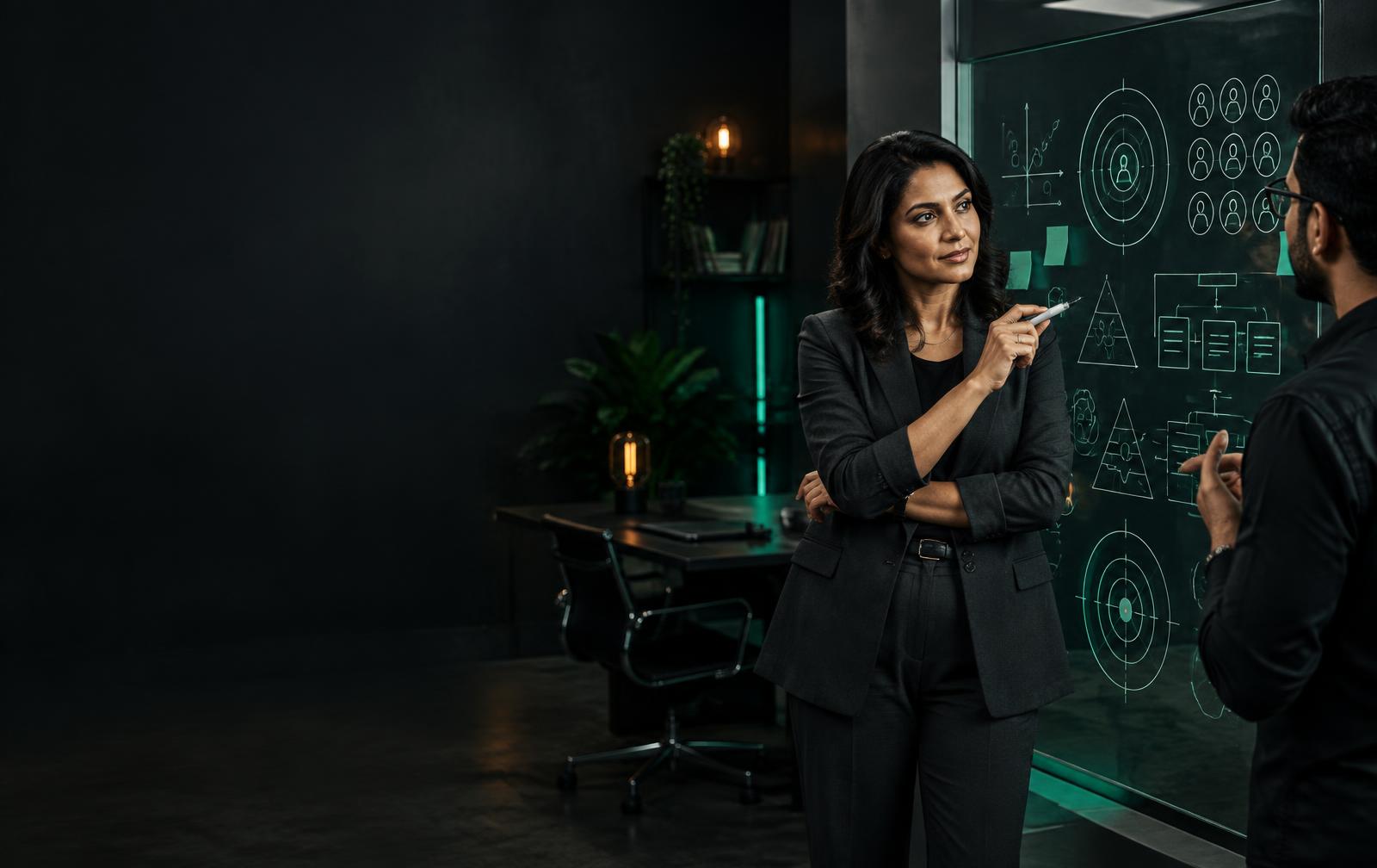 Coach and strategist defining a personal brand position