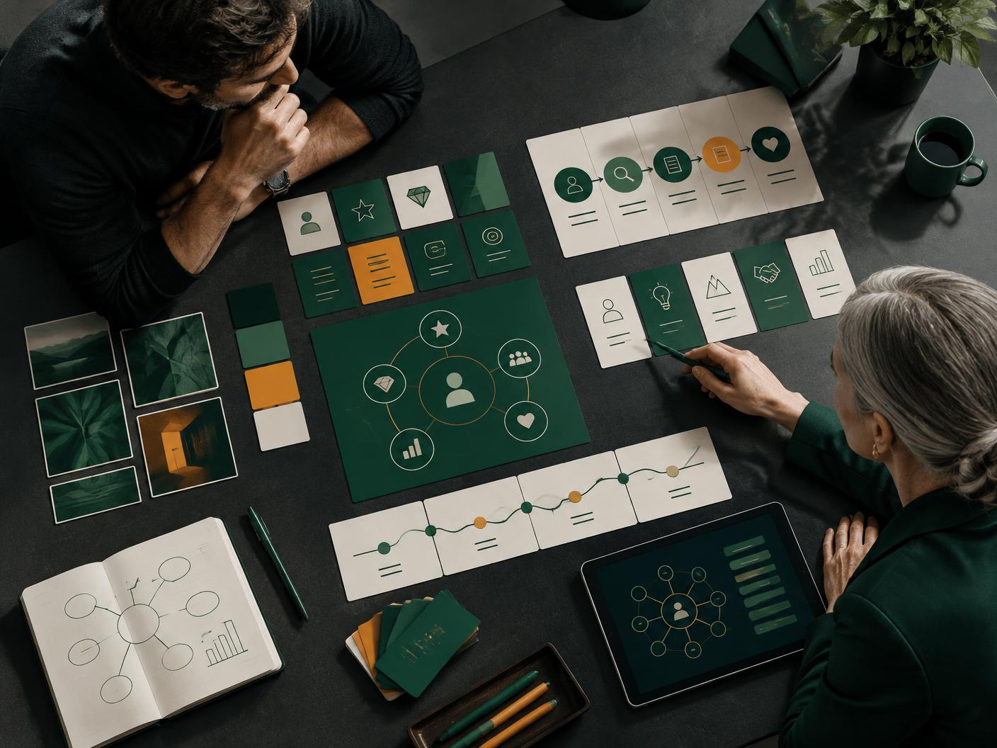 Coach and strategist mapping a personal brand authority journey