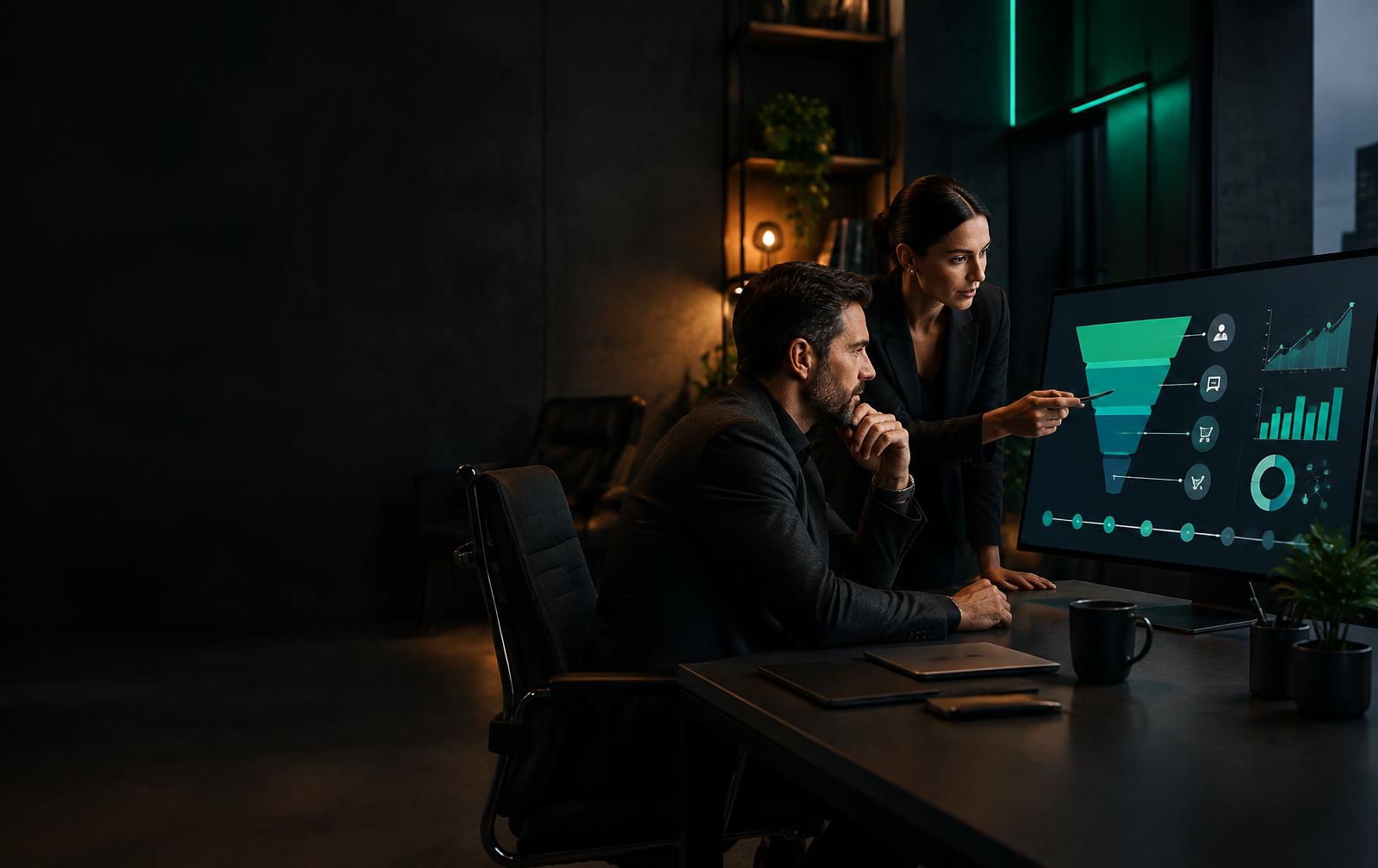 Coach and strategist reviewing a complete sales funnel