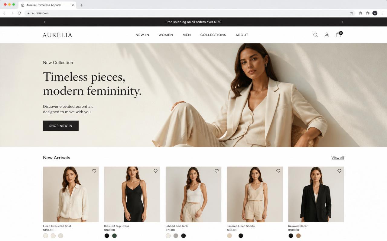 Aurelia — Custom Shopify 2.0 Shopify store built by Trafixel