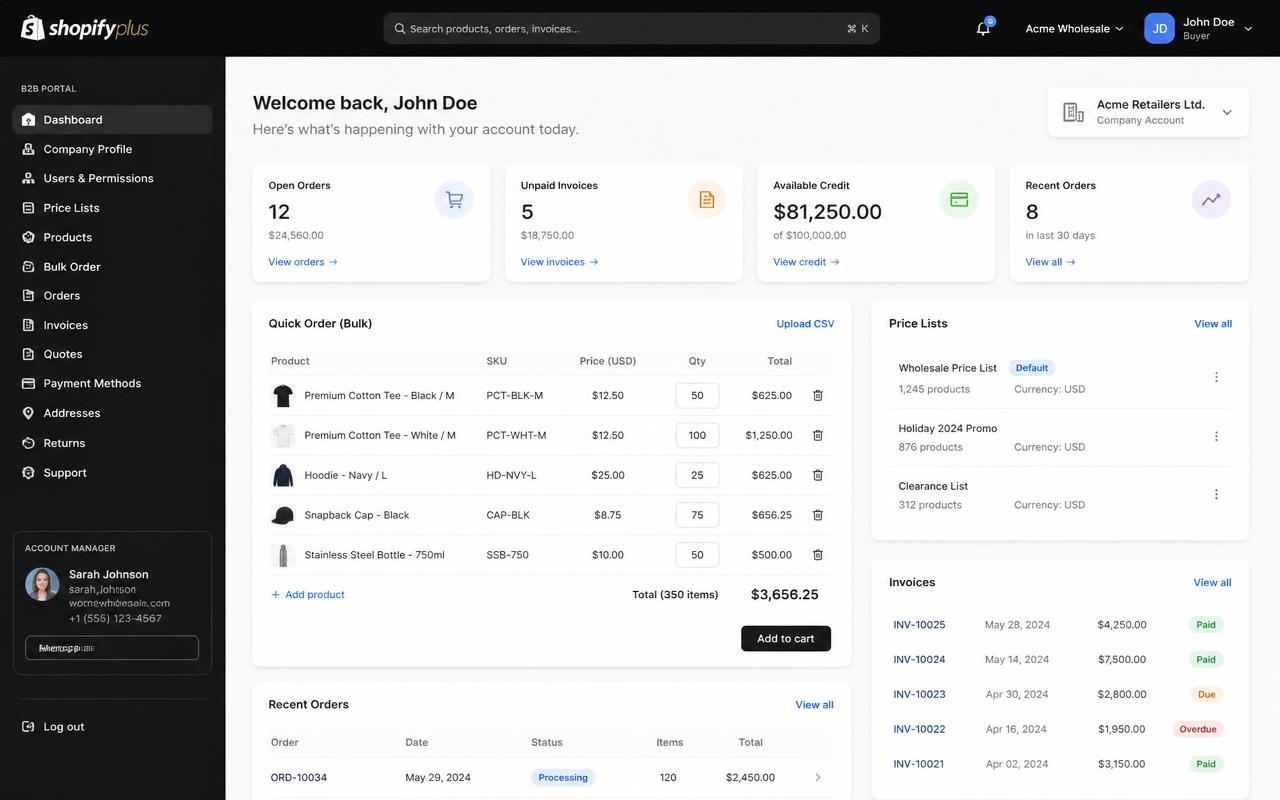 Acme Wholesale — Shopify Plus B2B Shopify store built by Trafixel