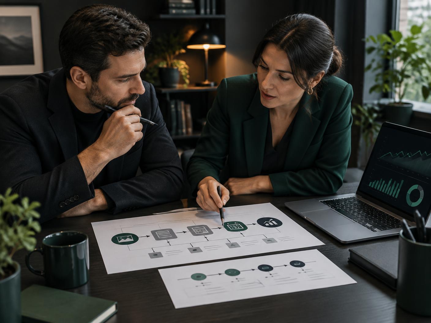 Coach and strategist mapping a website enquiry and booking journey
